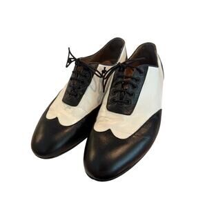 VTG Italian Black White Leather Spectator Oxford Jazz Swing Rockabilly Unisex